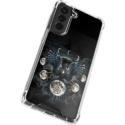 Crow and Moon Phases by Sarah Richter Galaxy S21 FE Clear Case
